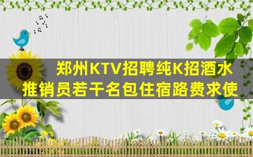 郑州KTV招聘纯K招酒水推销员若干名包住宿路费求使